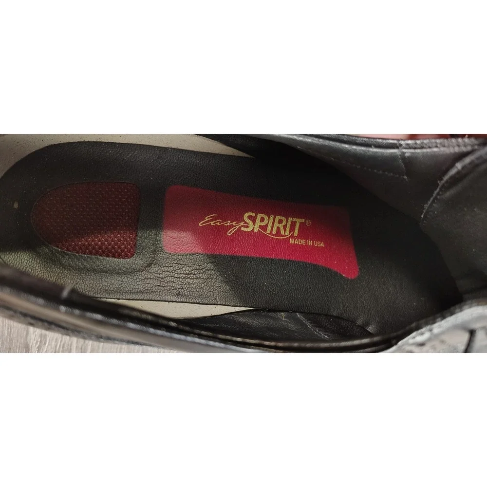 Easy Spirit Men 12 Black Leather Cap Toe‎ Oxford Brogue Dress Shoes Lace USA